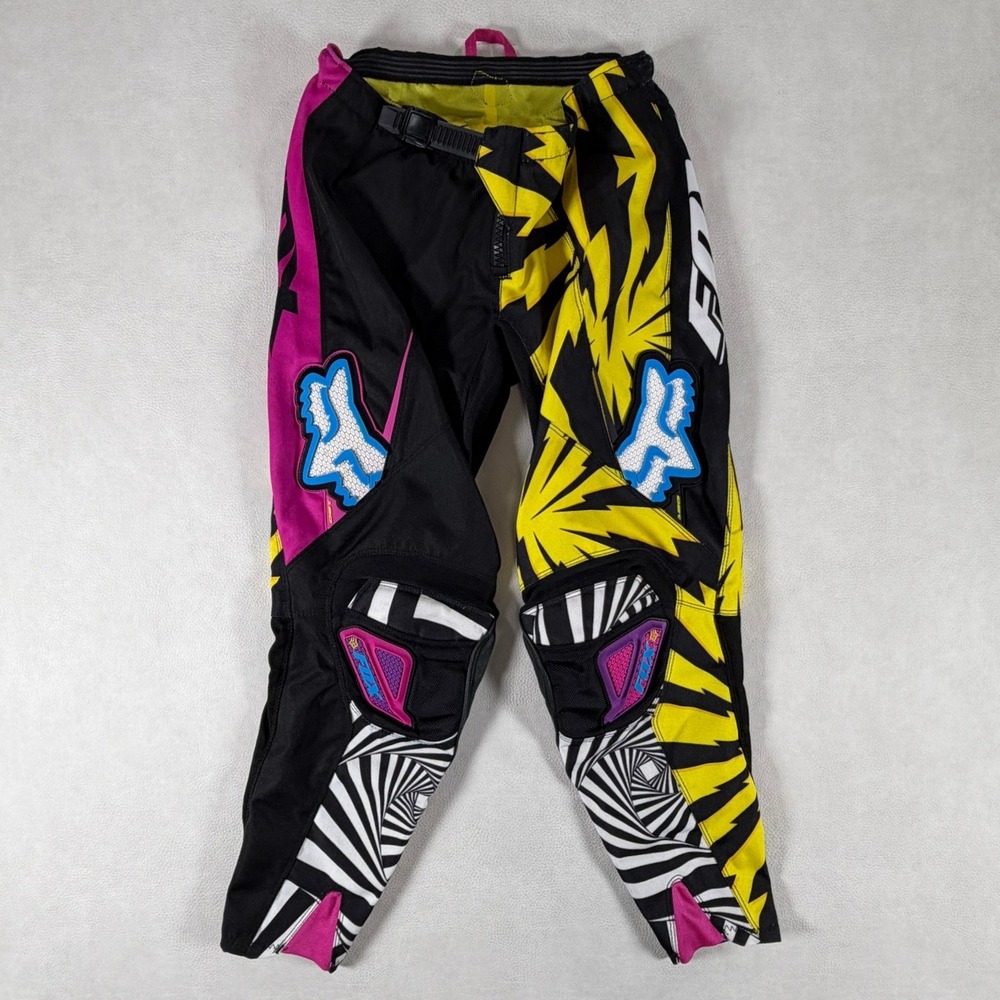 Fox Racing 180 Youth Motocross Pants Black Yellow Pink White Size 10/26